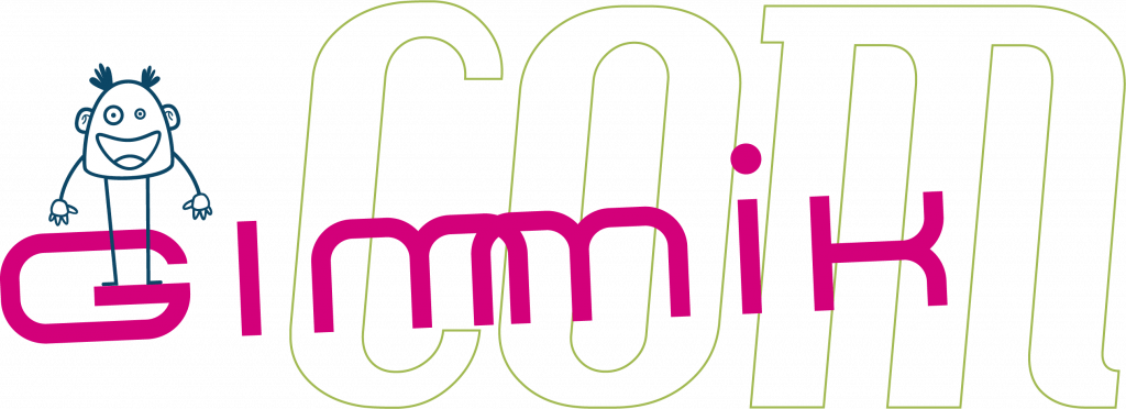 Logo Gimmik Com de l'agence Gimmik qui représente toutes ses activités dans le domaine de la communication